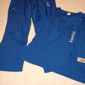 Unbranded Women's Royal Blue Scrub Top and Pants Set
